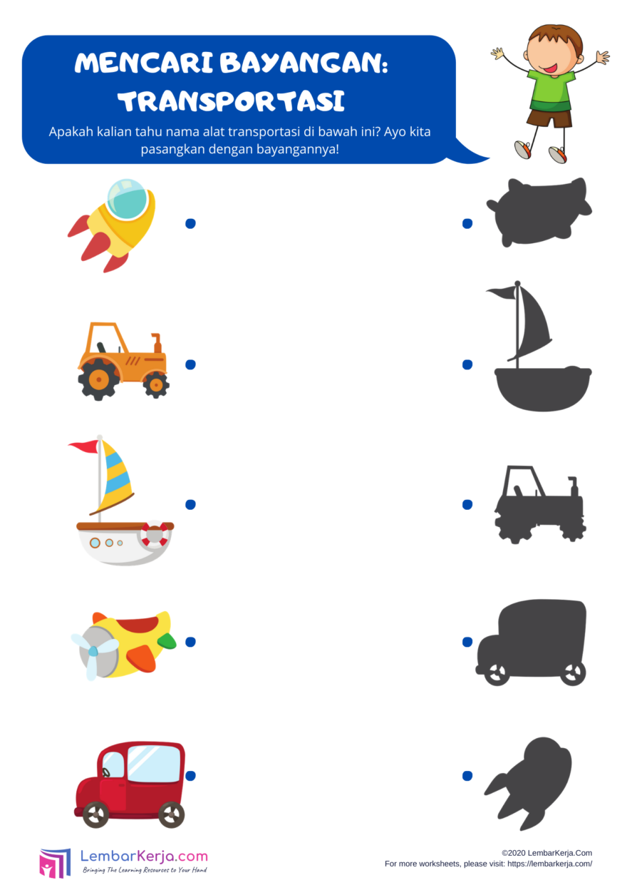 12 Lembar Kerja PAUD/TK Tema Kendaraan (Alat Transportasi)