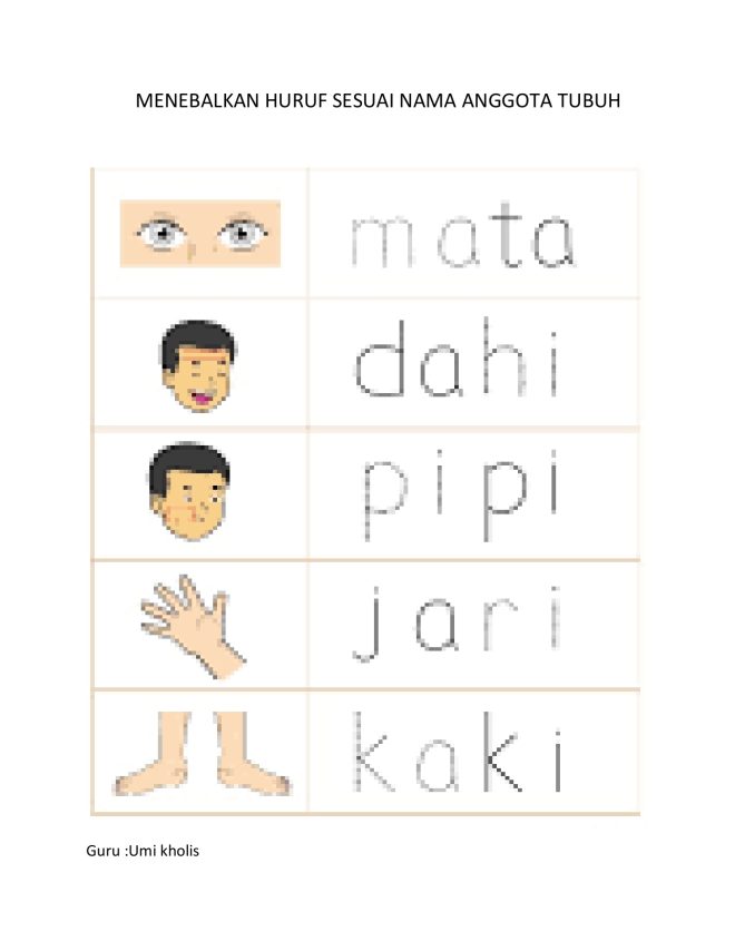 Kumpulan Lembar Kerja PAUD/TK Tema Diri Sendiri