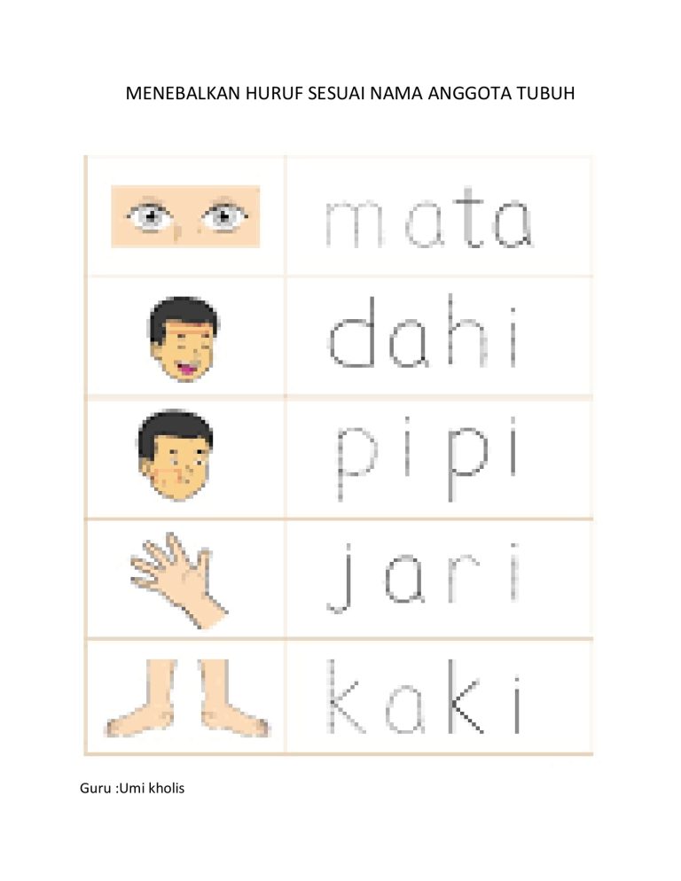 Kumpulan Lembar Kerja PAUD/TK Tema Diri Sendiri