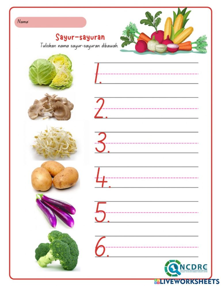 Kumpulan Lembar Kerja PAUD/TK Tema Tanaman Sayuran