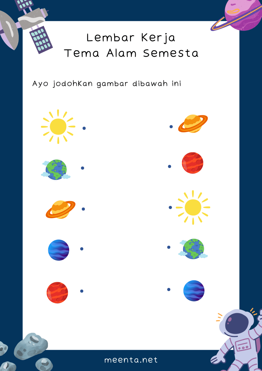 12 Lembar Kerja Anak TK Tema Alam Semesta