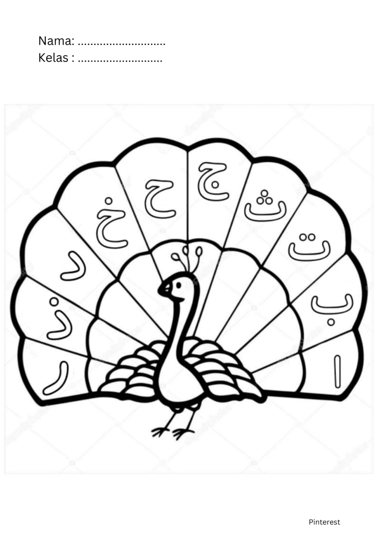 7 Lembar Kerja Mewarnai Huruf Hijaiyah Untuk Anak