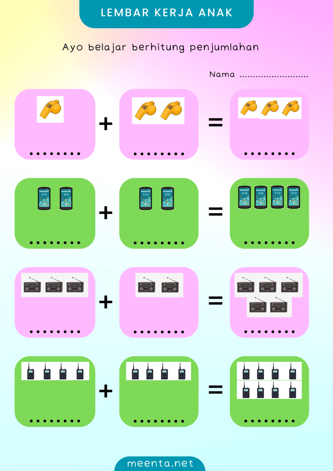 12 Lembar Kerja Anak TK Tema Alat Komunikasi
