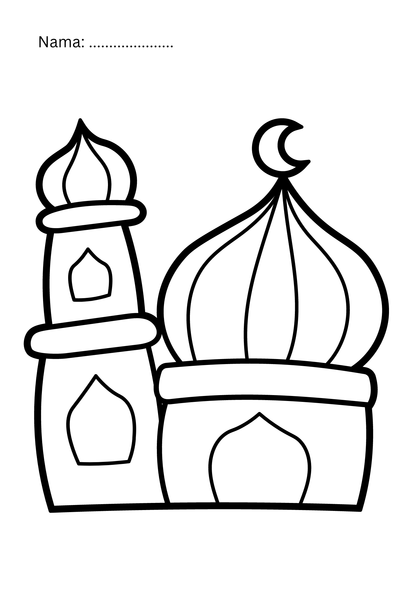 12 Sketsa Mewarnai Gambar Tema Ramadhan Anak TK