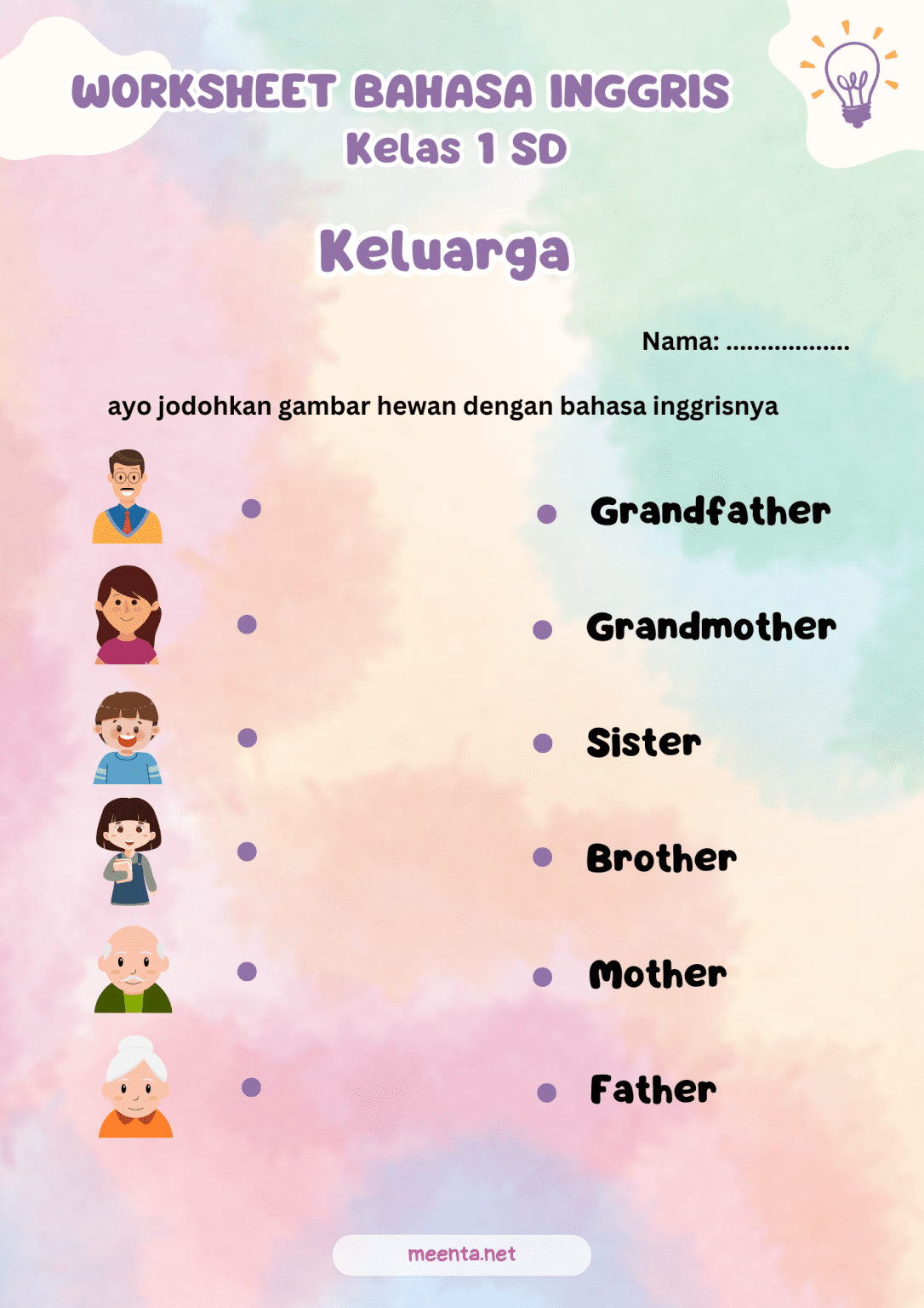 Worksheet Bahasa Inggris Kelas 1 SD