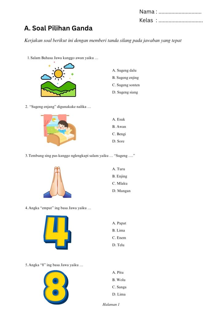Soal Bahasa Jawa SMPLB Kelas VII di SLB 1