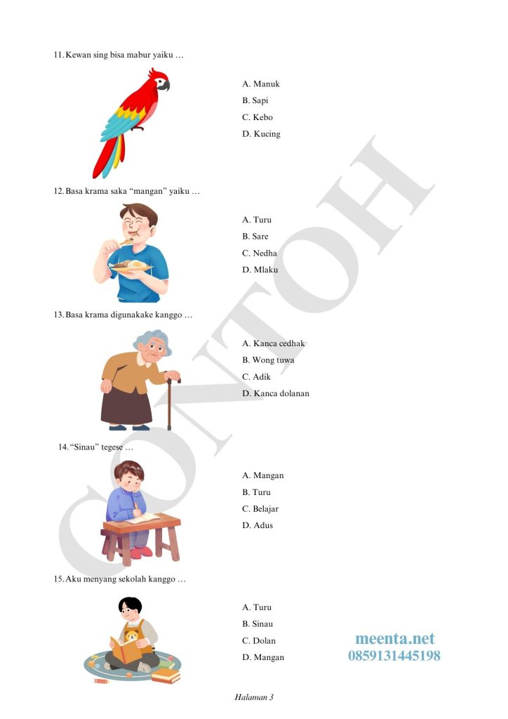 Soal Bahasa Jawa SMPLB Kelas VII di SLB 3