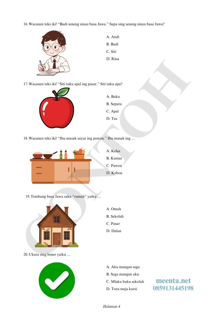 Soal Bahasa Jawa SMPLB Kelas VII di SLB 4