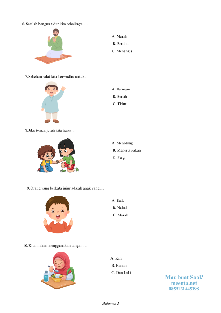 Soal Agama Islam Kelas 1 SLB halaman 2