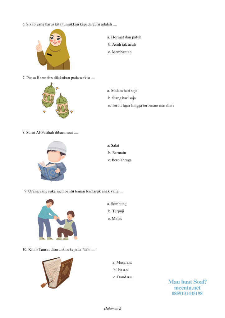 Soal PAI SLB kelas 5 (2)