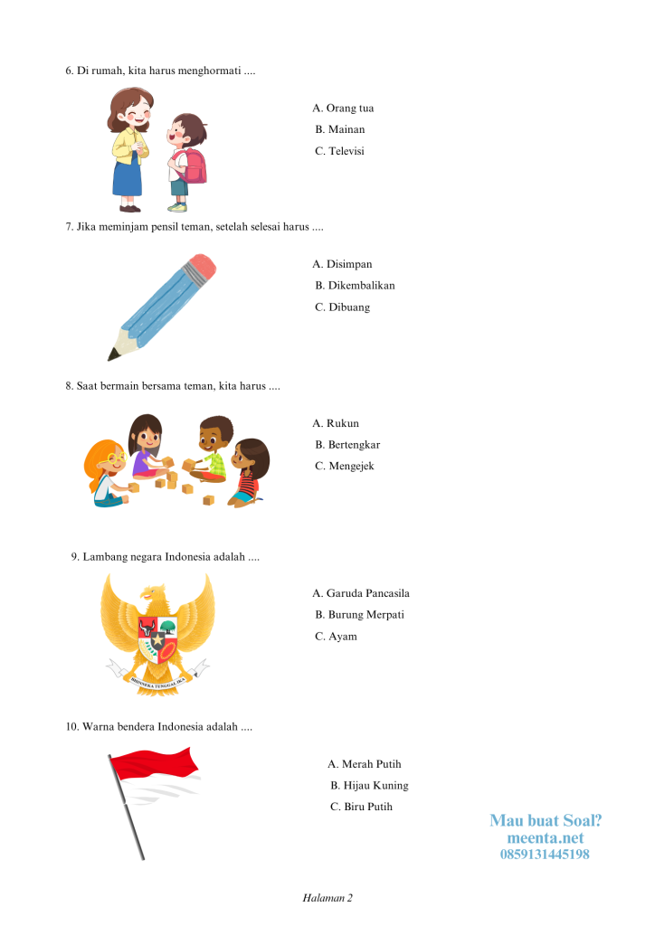 Soal PKN Kelas 1 SLB halaman 2