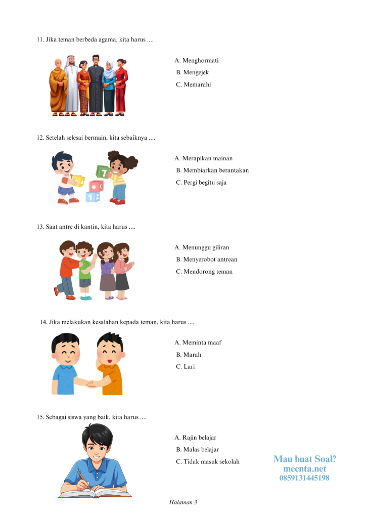 Soal PKN Kelas 1 SLB halaman 3