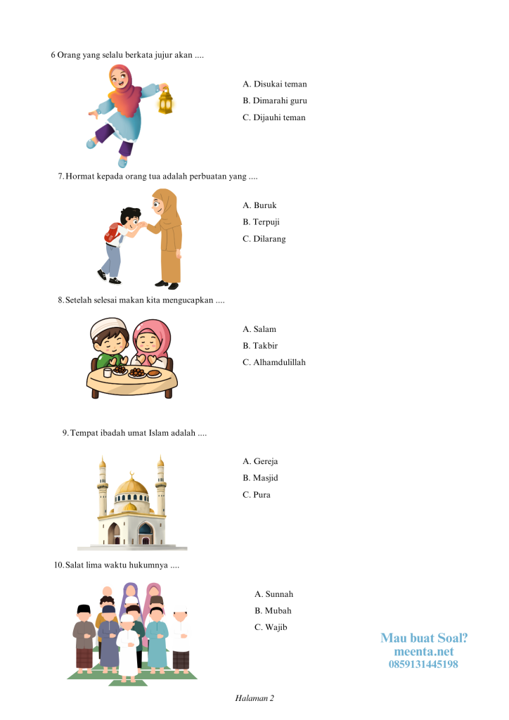 Soal agama islam kelas 3 SLB (2