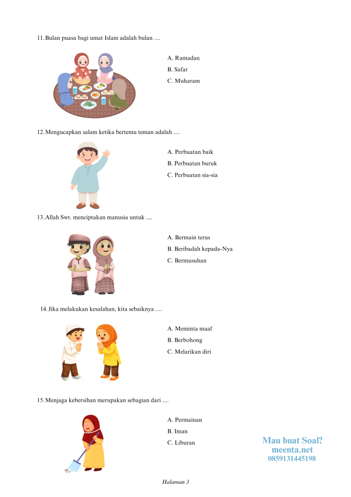 Soal agama islam kelas 3 SLB (3)