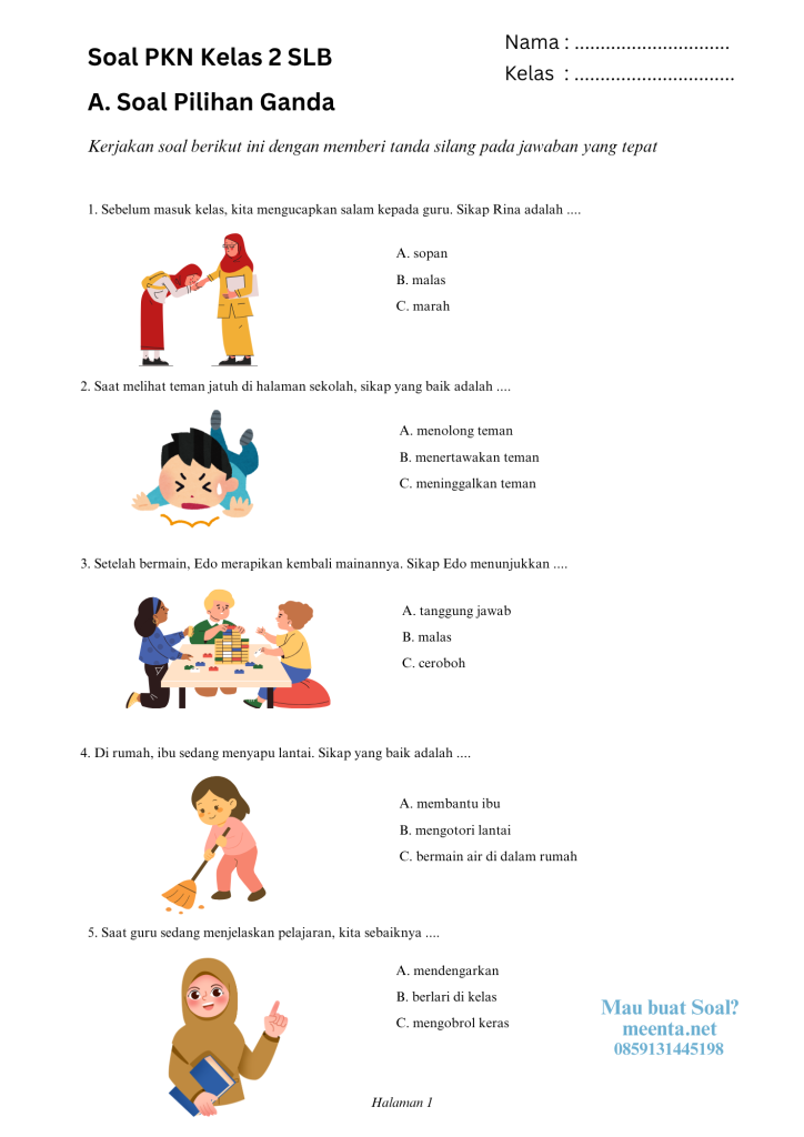 Soal PKN Kelas 2 SLB (1)