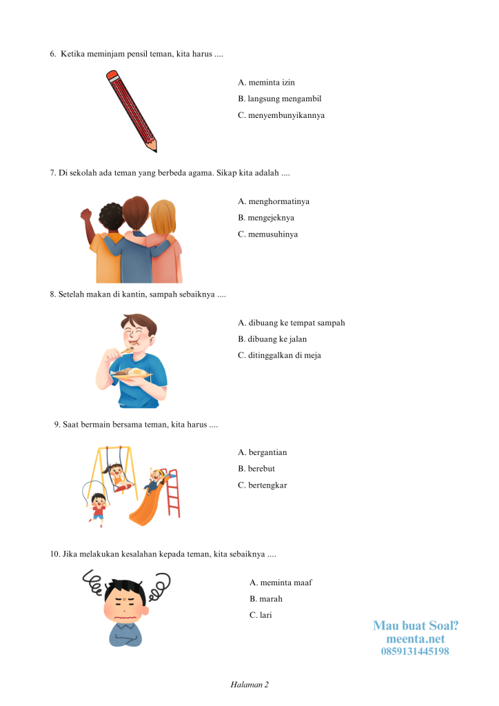 Soal PKN Kelas 2 SLB (2)