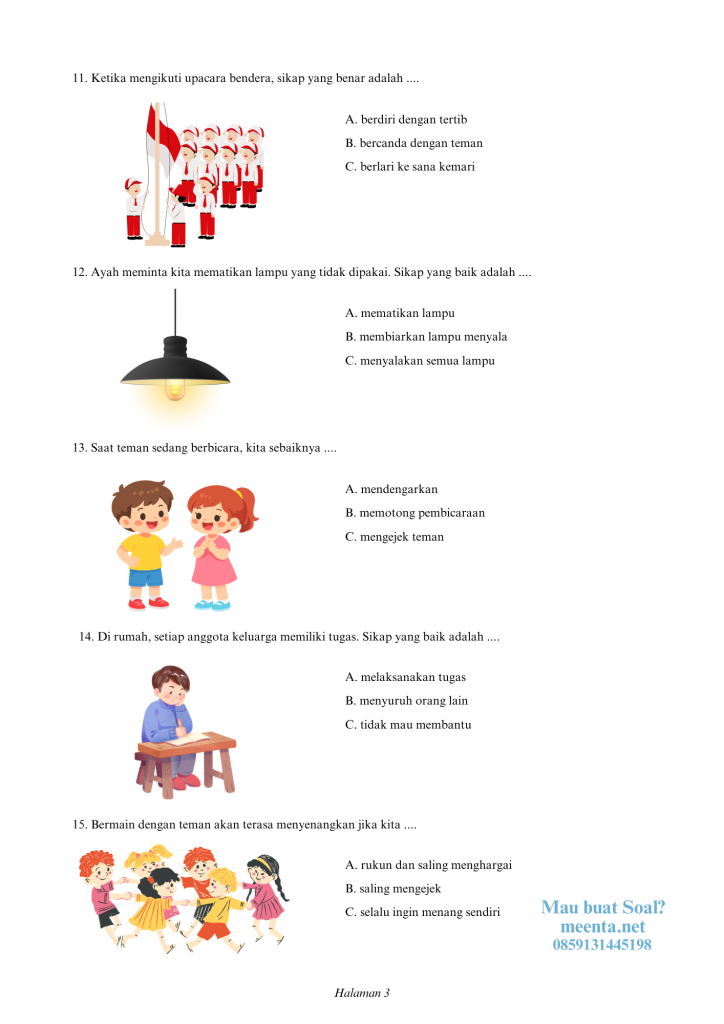 Soal PKN Kelas 2 SLB (3)