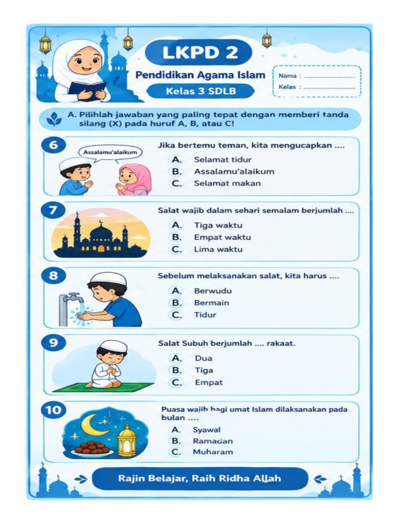 Soal PAI agama Islam Kelas 3 halaman 2