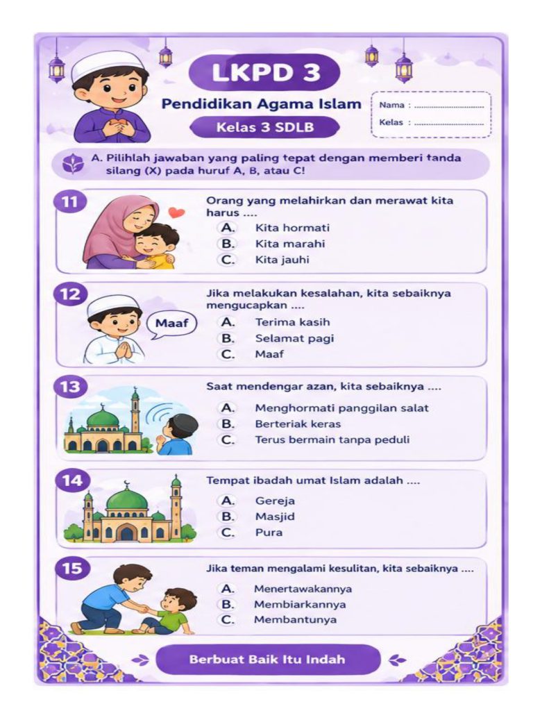 Soal PAI agama Islam Kelas 3 halaman 3